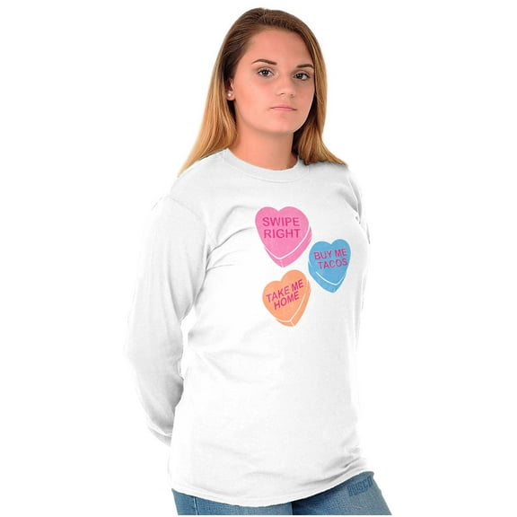 Funny Valentine's Conversation Hearts Women's Long Sleeve T Shirt Brisco Brands S