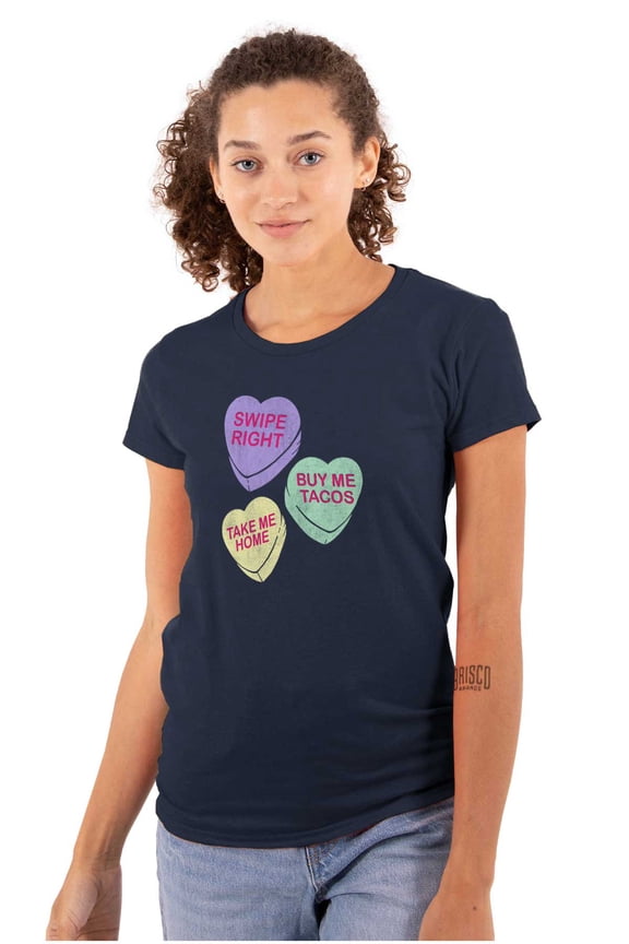 Funny Valentine's Conversation Hearts Womens Fitted Plus Size Graphic Tee Brisco Brands 2X