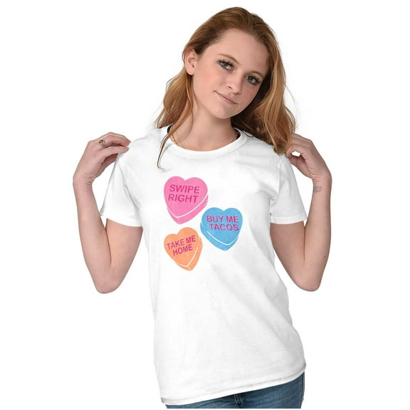 Funny Valentine's Conversation Hearts Womens Slim Fit Graphic Tee Brisco Brands L