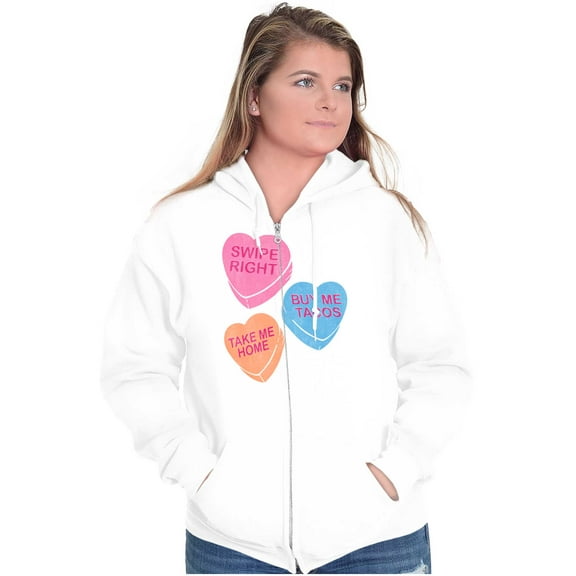 Funny Valentine's Conversation Hearts Zip Hoodie Sweatshirt Women Brisco Brands S