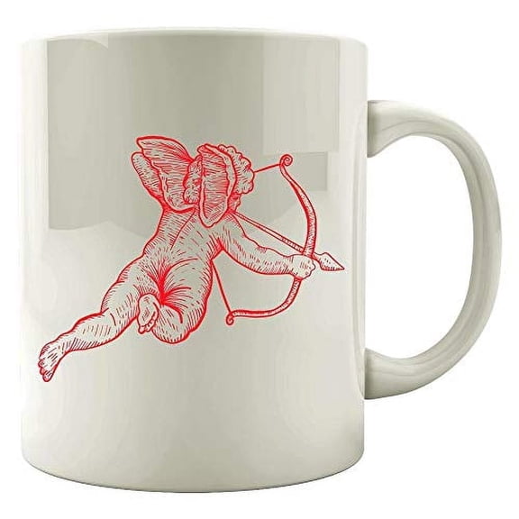 Funny Valentine's Day 11 oz Coffee Mug - Cupid Shooting Arrow White Ceramic Gift