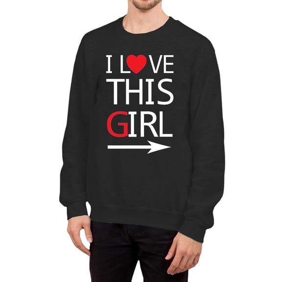 Funny Valentine's Day Sweatshirt for Women Heart Graphic Shirts Men Couple I This Girl Print Casual Long Sleeve Plus Size Pullover Hoodie