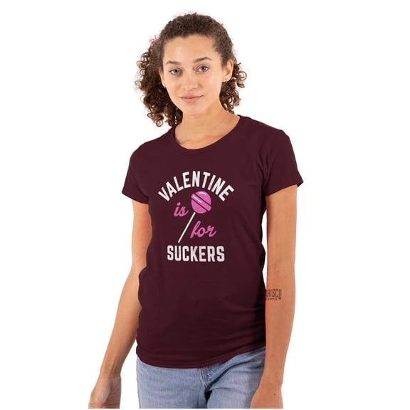 Funny Valentines Day For Suckers Womens Slim Fit Graphic Tee Brisco Brands L