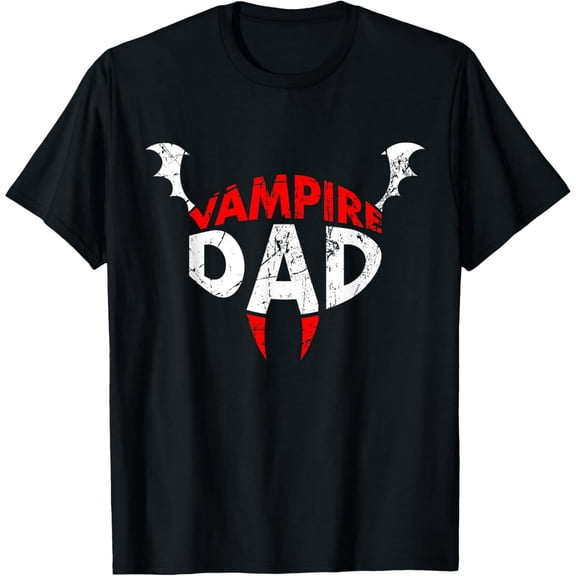 Funny Vampire Fangs Dad Men Gift Distressed Short Sleeve T-Shirt