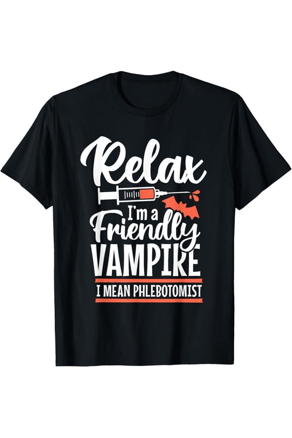 Funny Vampire Phlebotomist Phlebotomy Technician Tech Nurse T-Shirt