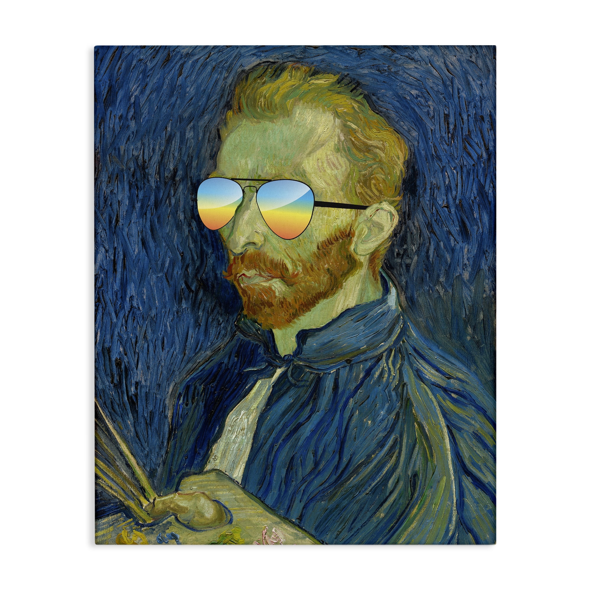 Funny Van Gogh Sunglasses Canvas Wall Art, design by Masters Redux