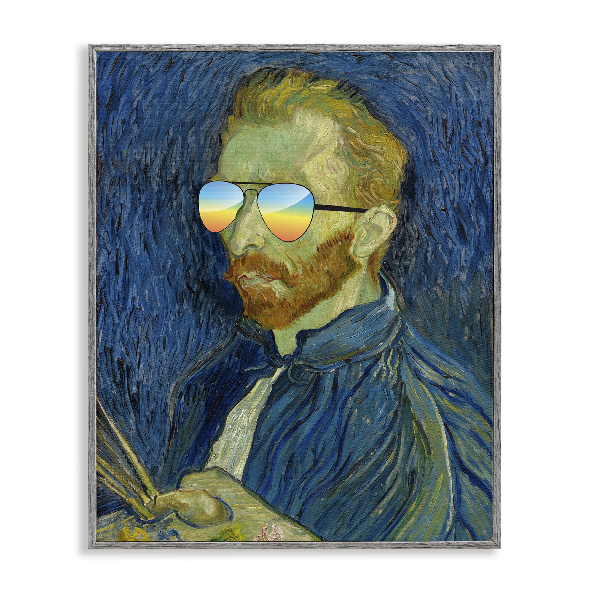 Funny Van Gogh Sunglasses Gray Framed Giclee Art, design by Masters Redux