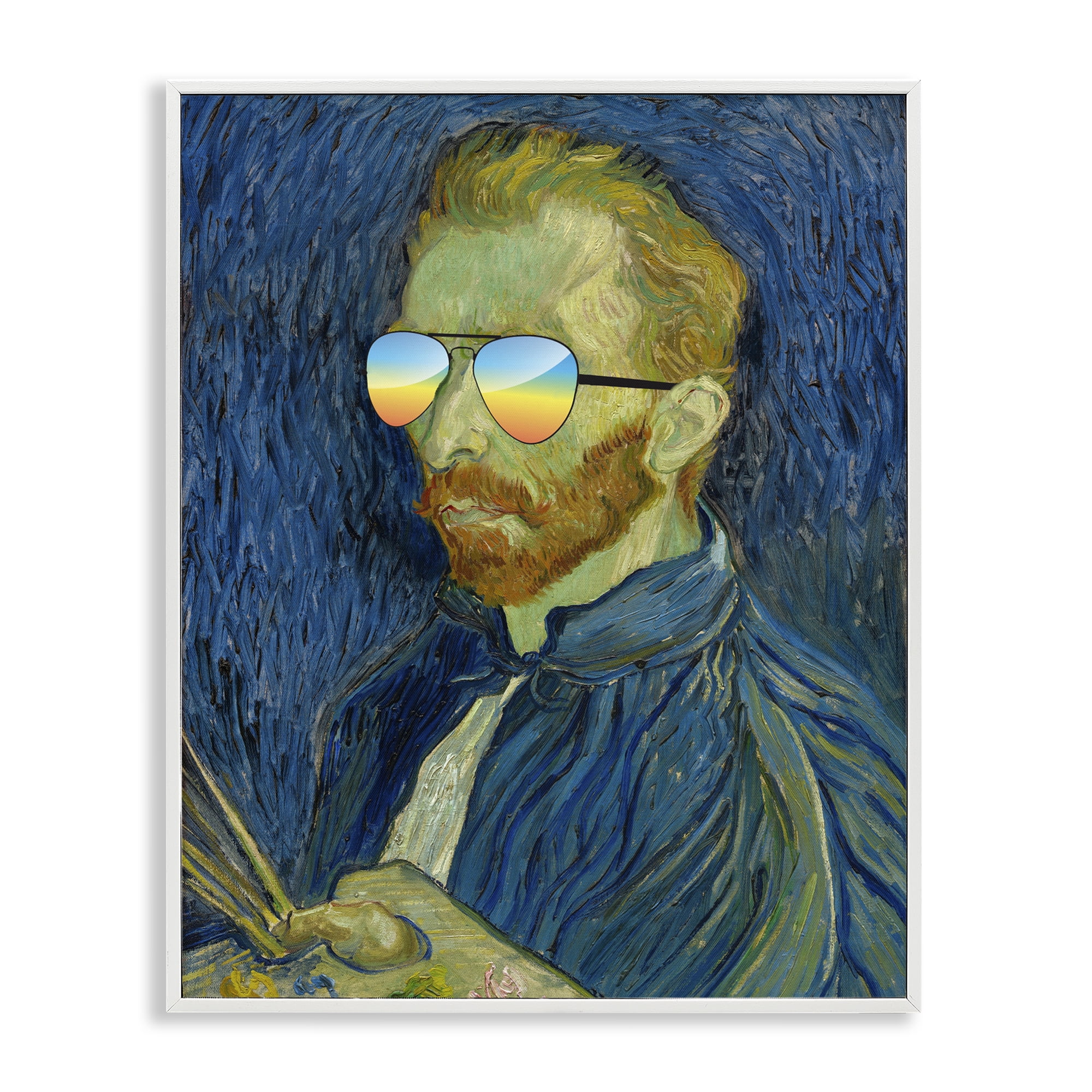 Funny Van Gogh Sunglasses White Framed Giclee Art, design by Masters Redux