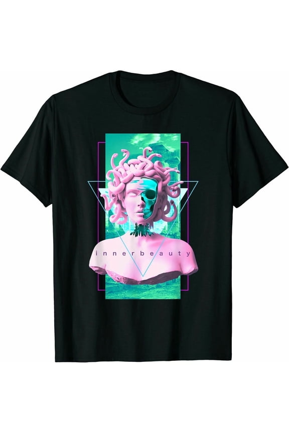 Funny Vaporwave Medusa Statue With Abstract Design Shirt Gift, Size M-3XL