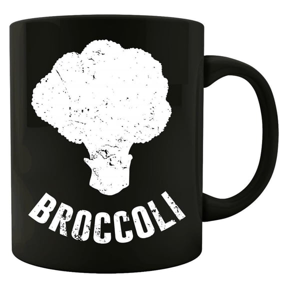 Vegan 11 oz Coffee Mug - Broccoli Gift White Ceramic