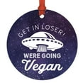 thumbnail image 1 of Funny Vegan Ornament Get In Loser We're Going Vegan Metal Christmas Tree Decoration, Gag Gift for Vegetarians, 1 of 4
