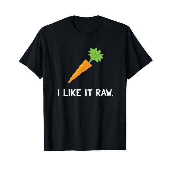 Funny Vegetable Joke I Like It Raw Carrot Vegan Raw Food Black T-Shirt