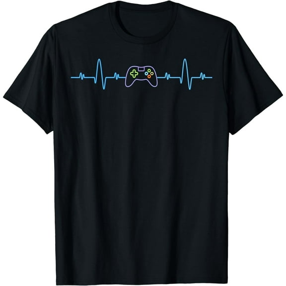 Funny Video Gamer Heartbeat Gaming Lover Boys Video Gamer T-Shirt
