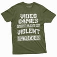 thumbnail image 1 of Funny Video Games Gamer T-shirt Console PC Gaming LAG Violence Humor Shirt (Large Military Green), 1 of 6