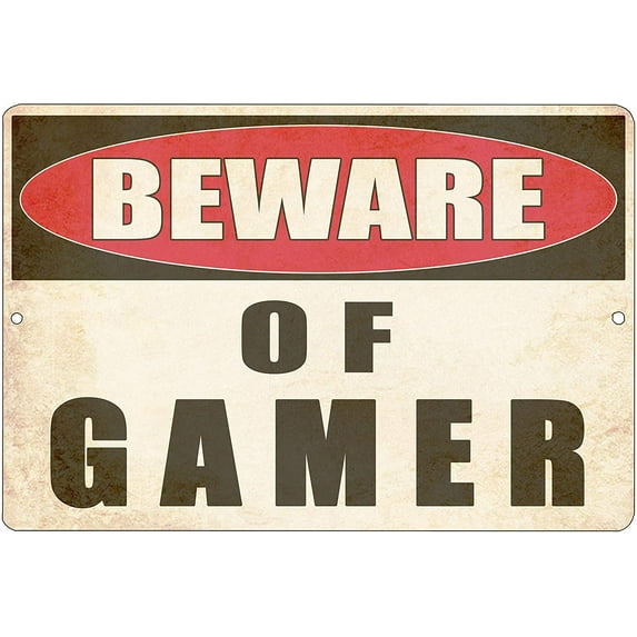 Funny Video Games Metal Tin Warning Sign Wall Decor Man Cave Bar Bedroom Beware of Gamer