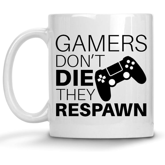 Funny Video Gaming Mug, Gamers Don't Die They Respawn, Gifts For Gamers, Geek Gamer Mugs, St Patrick's Day, Christmas, Birthday Gifts, Antisocial Joke Gag Hilarious Sarcastic Cups Coffee Mugs