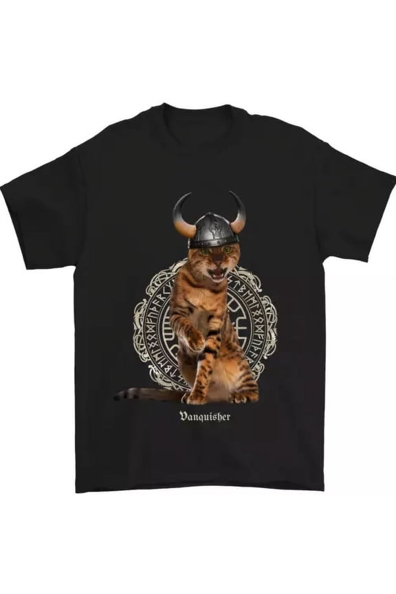 Funny Viking Cat The Vanquisher T-Shirt, Vintage Birthday Gift