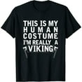 thumbnail image 1 of Funny Viking Costume Shirt Halloween Men Women Kids Black Small, 1 of 5