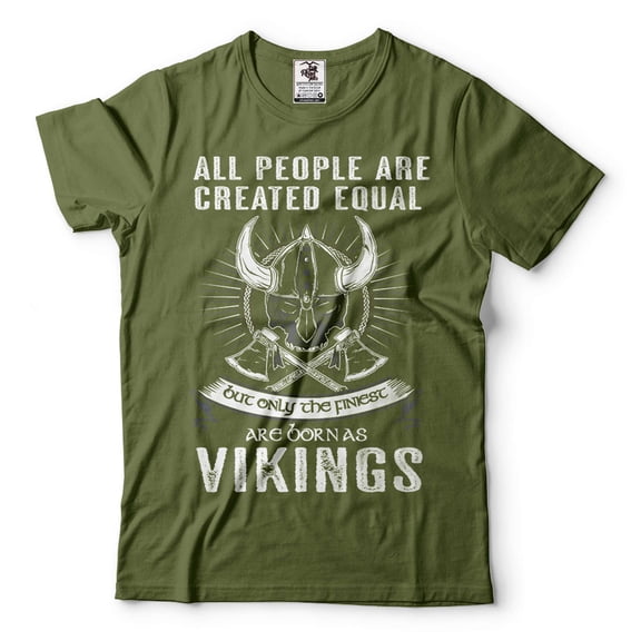 Funny Vikings T-Shirt Viking Patriotic Tee Viking Warrior Skull Helmet Tee Shirt Viking Gift (X-Large Military Green)