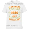 thumbnail image 1 of Funny Vintage 1986 All Original Parts birthday gifts T Shirts Tee Tops Round Neck Short-Sleeve Tshirt Casual Basic T-shirts, 1 of 6