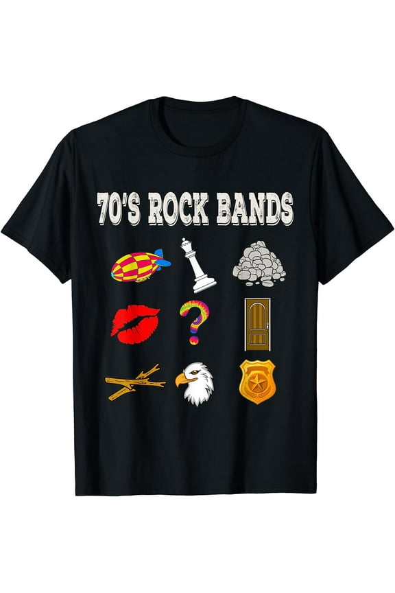 Funny Vintage 70's Rock Band T-Shirt Black X-Large