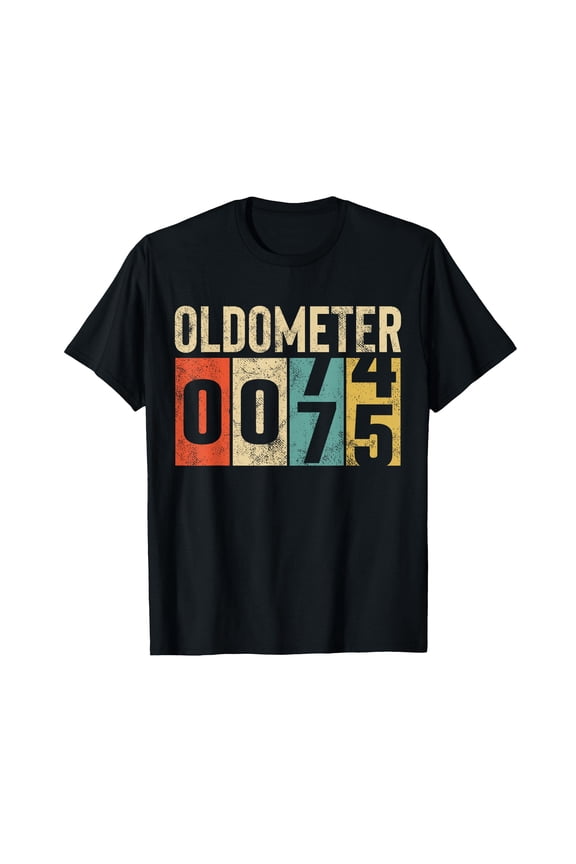 Funny Vintage 75 Years Old Oldometer T-Shirt for a Memorable 75th Birthday Celebration