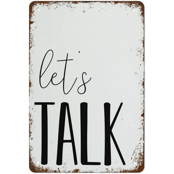 Funny Vintage Aluminum Metal Sign Let's Talk Speech Therapy Poster Speech Therapy Room Decor Classroom Wall Art Kids Poster Size: 16 x 12 Inches