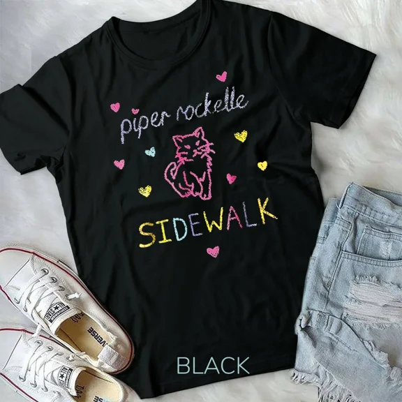 Funny Vintage Cat on Sidewalk, Retro Piper Rockelle Style Graphic Print New Unisex T-Shirt