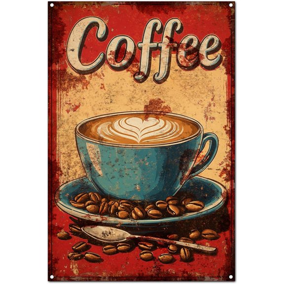 Funny Vintage Coffee Lovers Tin Sign Collection Wall Art Retro Wall Decoration For Cafe Bar/Garage/Man Cave/Kitchen, 8x12 Inches (K, 12X8X0.08 IN)