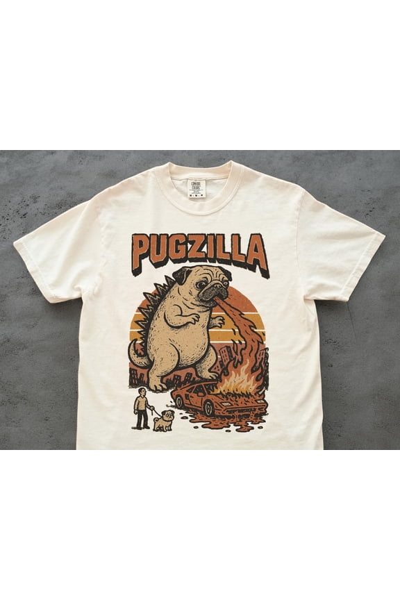 Funny Vintage Comic Monster Pug T-Shirt - Comfort Colors Tee for Dog Lovers