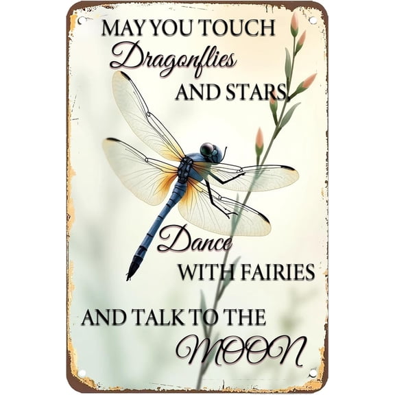 Funny Vintage Dragonfly Sign May You Touch Dragonflies And Stars Dance Motivational Quotes Creative Tin Signs for Bar Kitchen Pub Man Cave Home Gift Wall Decor 8x12 inch