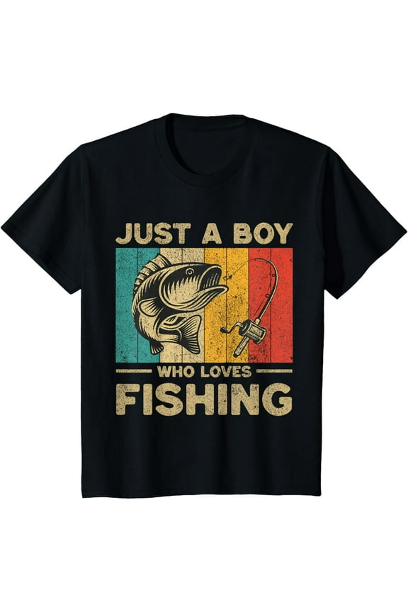 Funny Vintage Fishing Jokes Boys Fisherman Bass Fish T-Shirt