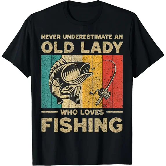 Funny Vintage Fishing Jokes Womens Fisherman Bass Fish T-Shirt