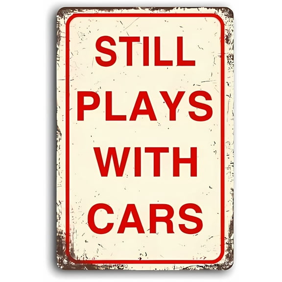 Funny Vintage Garage Sign - 8"x12" Aluminum Metal Sign, Decor for Men Plays with Cars, Man Cave Garage Decor, Retro Wall Art