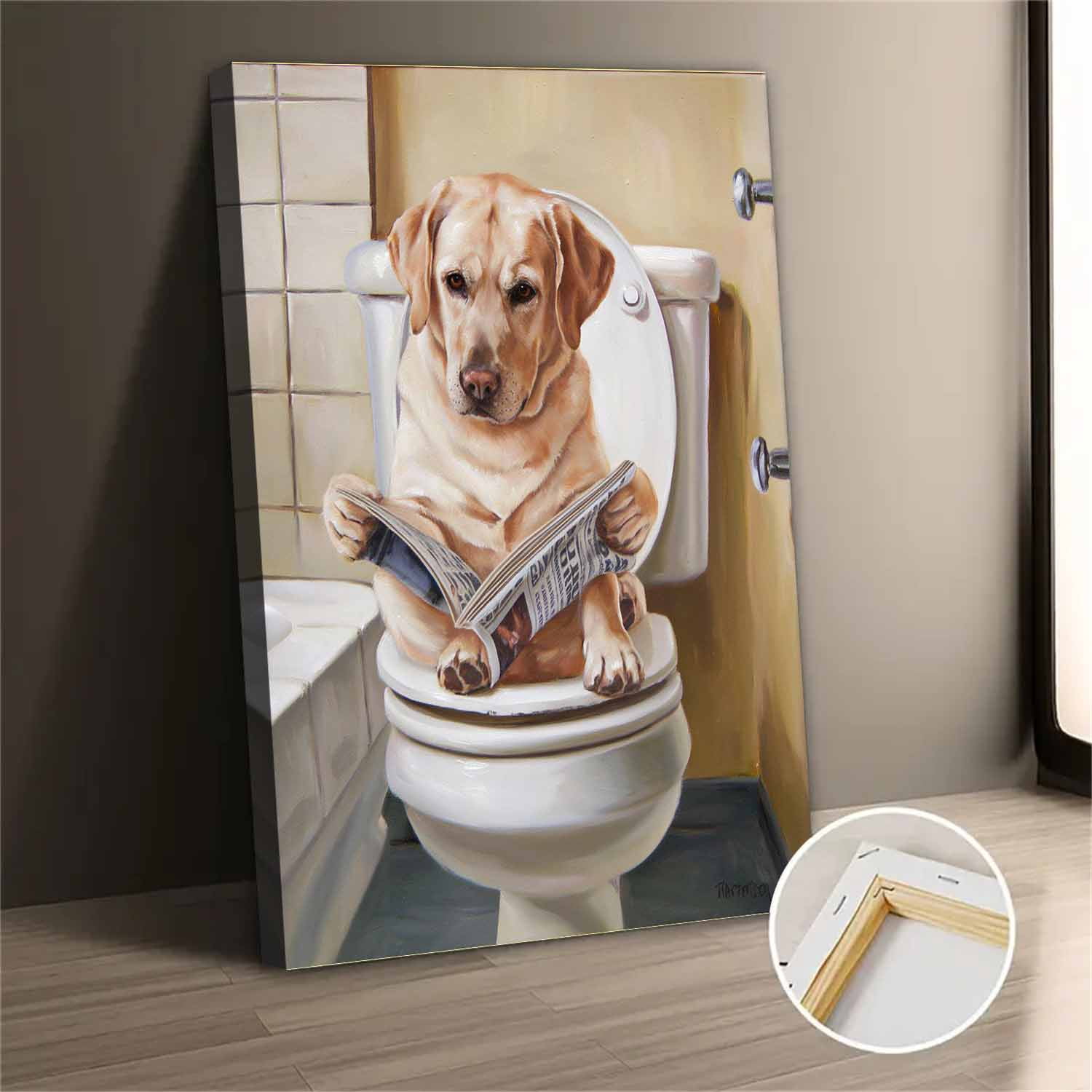 Funny Vintage Labrador Reading Newspaper Canvas Wall Art Print for Home ...