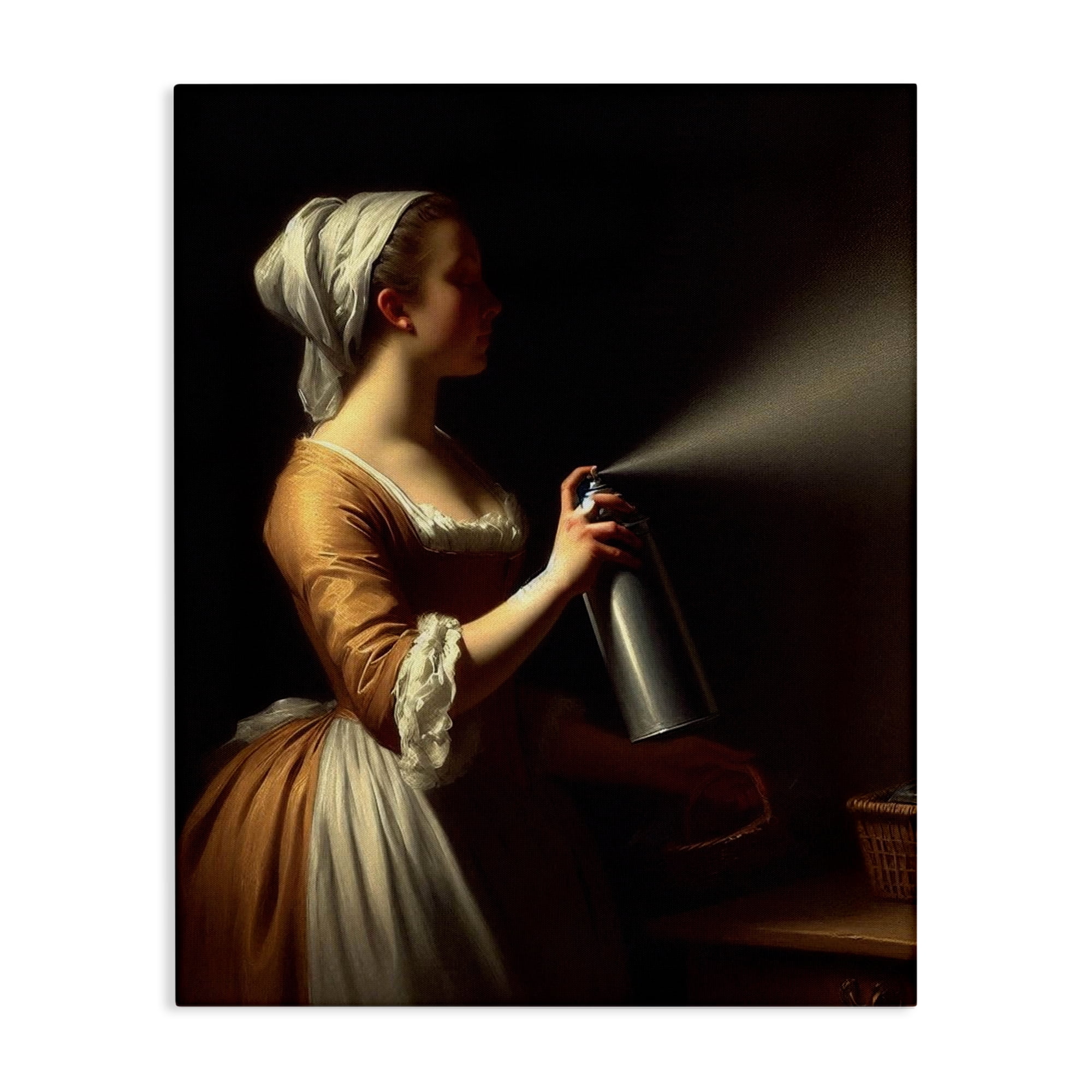 Funny Vintage Lady & Spray Paint Canvas Wall Art, design by Lettered and Lined