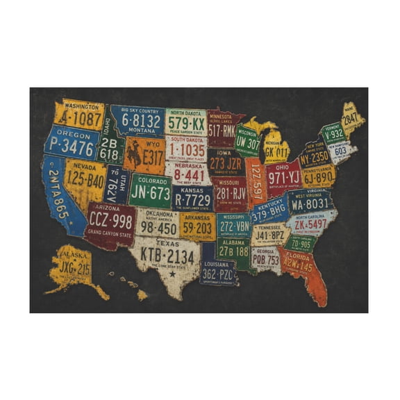 Funny Vintage License Plate Canvas Wall Art Retro Multicolor Humorous Decor For Home 12*18in