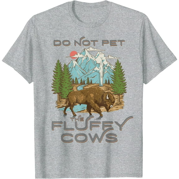 Funny Vintage Look Yellowstone National Park Bison Fluffy Cows Lover Unisex T-Shirt for Men Women Kids Toddler,Sport Grey Color,Size 2T