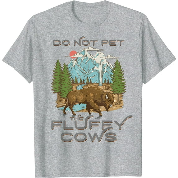 Funny Vintage Look Yellowstone National Park Bison Fluffy Cows Lover Unisex T-Shirt for Men Women Kids Toddler