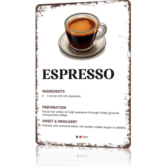 Funny Vintage Metal Sign Espresso Guide Print Poster Wall Art for Home Living Room Office Bar Decor 8X12inch