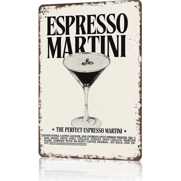 Funny Vintage Metal Sign Espresso Martini Print Posters Wall Art Print for Office Dorm Man Cave Garage Decor 8X12inch