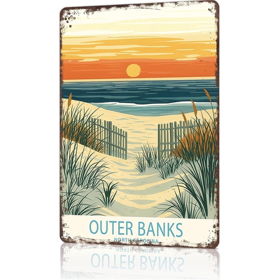 Funny Vintage Metal Sign Outer Banks Print Wall Art for Office Dorm Man Cave Garage Decor 8 x 12 Inch