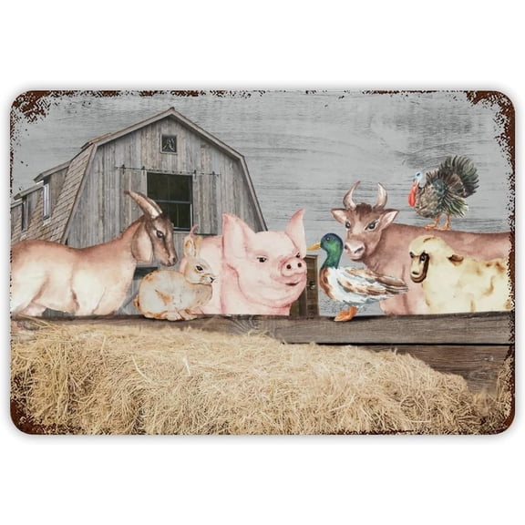 Funny Vintage Metal Sign Retro Barn Cute Farm Animals Aluminum Sign 12x8 inch Metal Tin Sign Retro Wall Door Hanger Decor Sign