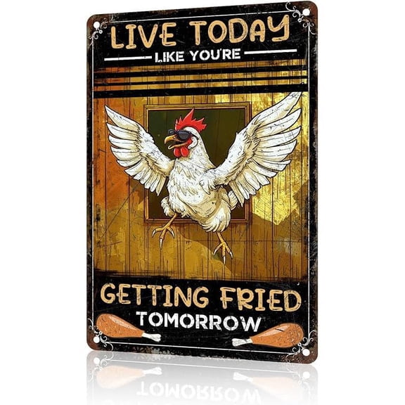 Funny Vintage Metal Signs Rooster Chicken Tin Sign for Home Kitchen Retro Decor Yard Garden Outdoor 12*8 Inch Room Wall