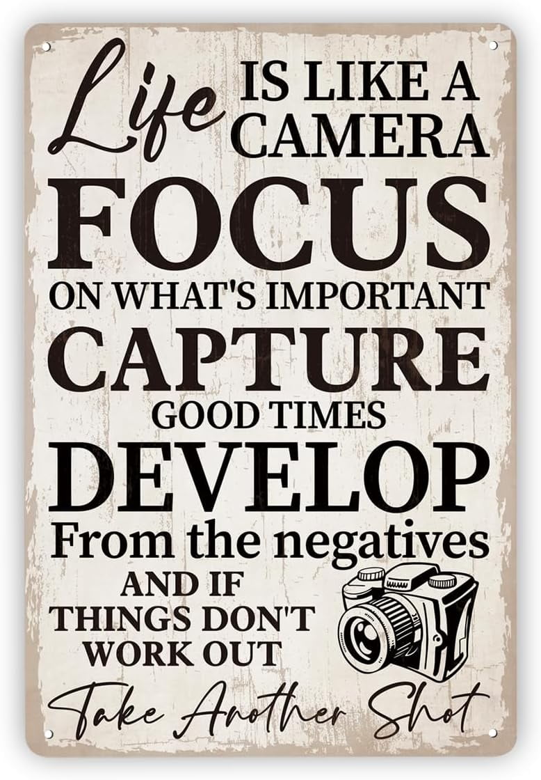Funny Vintage Metal Tin Signs Family Decor Life is Like a Camera Wall ...