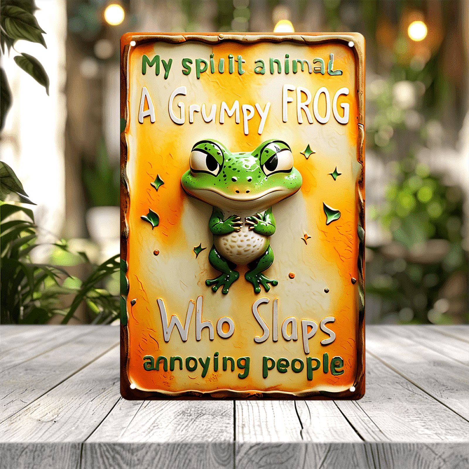Funny Vintage Metal Tin Signs Frog Room Decor A Grumpy Frog Who Slups ...