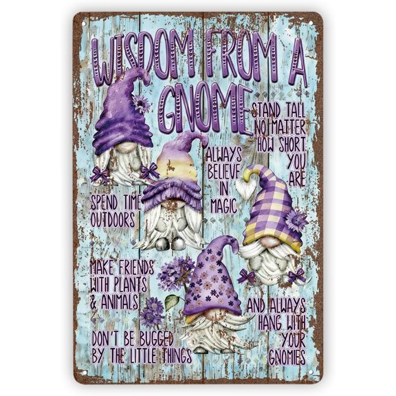 Funny Vintage Metal Tin Signs, Wisdom from A Gnome Advice Sign, Gift for Gnome Lover, Funny Wisdom Sayings, Coworker Gifts, Christmas Dwarf, Housewarming Gift C