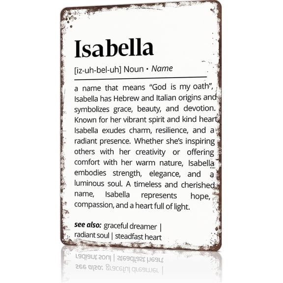 Funny Vintage Metal Wall Sign Isabella Name Meaning Poster Decor 8 x 12 Inch for Home Living Room Office Bar