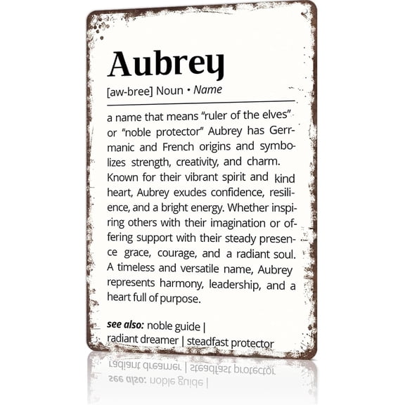 Funny Vintage Metal Wall Sign With Aubrey Name Meaning Poster Art for Home Living Room Office Bar Decor 8 x 12 Inch