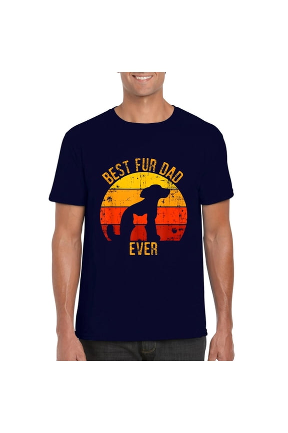 Funny Vintage Retro Best Fur Dad Ever Dog Cat Pet Owner Unisex T-Shirt
